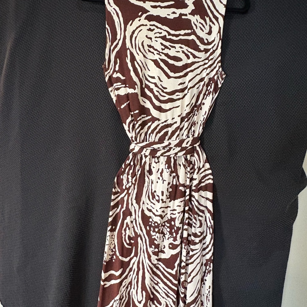 Diane Von Furstenberg Brown and White Maxi Dress